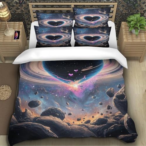Housse de couette 3D aventure spatiale king size hypoallergénique et douce