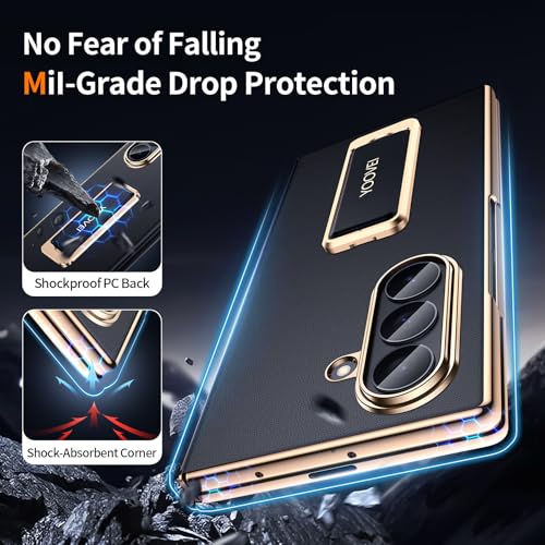 YOOVEI for Galaxy Z Fold 7 Case Luxury Leather with Privacy Screen Protector [Hinge Protection] Hand Strap Kickstand & Wristband Holder for Samsung Zfold 7 Case Black by YOOVEI - Used condition - Image 6