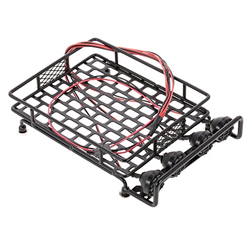 OWSOO Cremalheira do portador do telhado do carro de metal com a lâmpada da luz de 4 diodos emissore