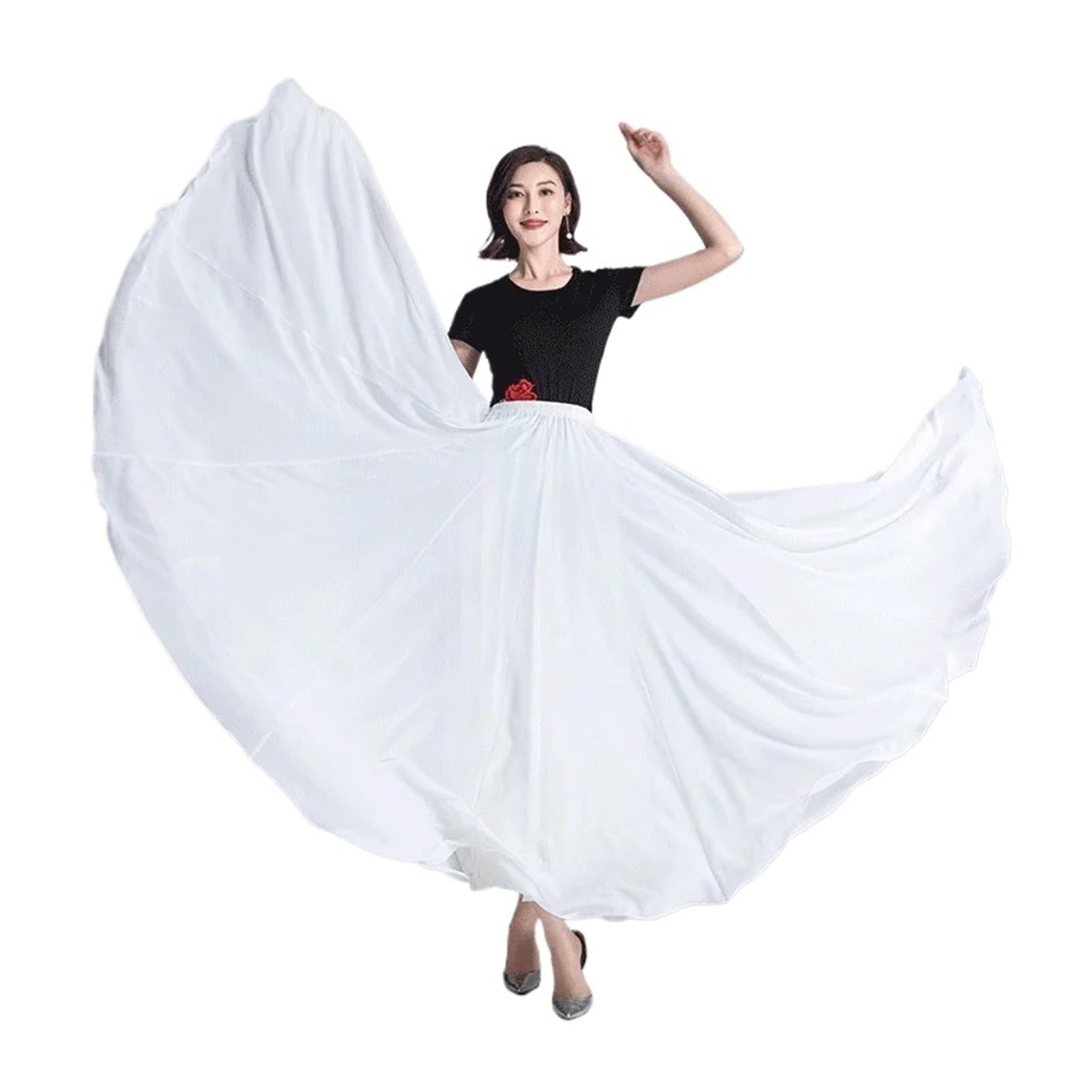 Falda larga para practicar danza, Falda de danza del vientre con vuelo de 720 grados for mujer, práctica de bailarina, multicolor, 80-100 cm