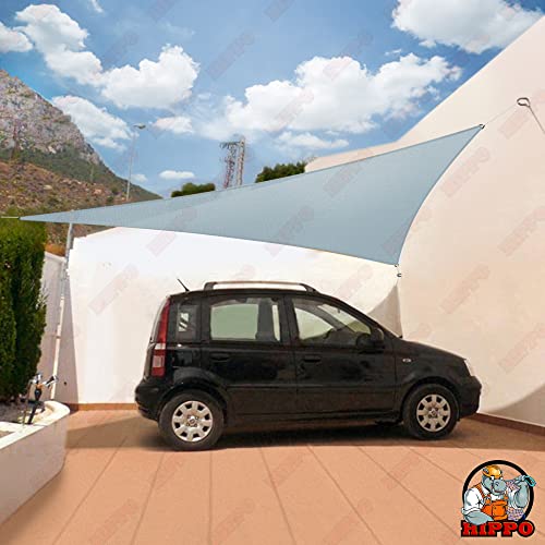Image of HIPPO Triangle Shade Sail Affordable & Premium 150 GSM Sun Shade UV Block for Outdoor Car Parking Garden (Cool-Blue, 10FTX10FTX10FT)