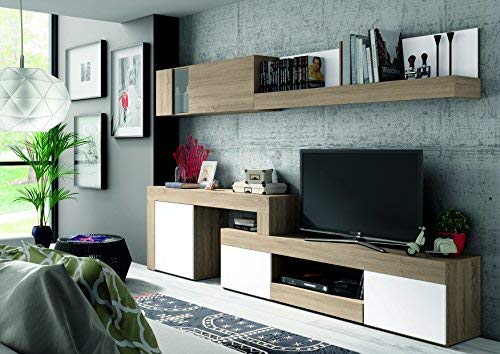 Mobelcenter - Mueble Salón Logan 003 - Blanco y Cambrian - 270x39x77cm (0478)