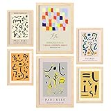 Fabriquée en Espagne Nacnic Ensemble de 6 posters de Paul Klee. Collection de plaques avec collage esthétique pour décoration intérieure. Tailles A3 et A4. Cadre en bois clair.