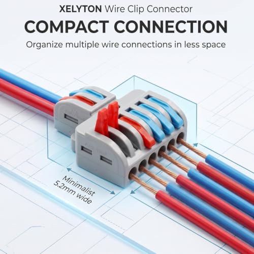Image of XELYTON Wire Clip Connector, Universal Connection Terminals, Circuit Inline Splices Electric Connectors, Quick Connect & Freely Assemble Electrical Splicing Kit for Compact (2 in 6 Out, 30)