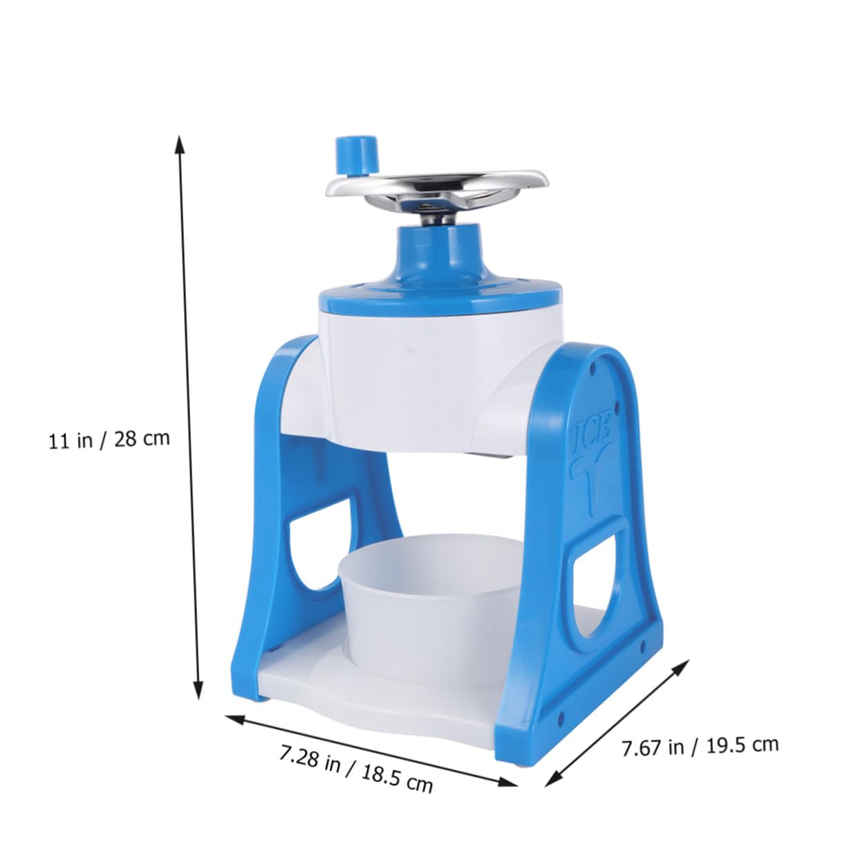 Picadora de Hielo Manual de Acero Inoxidable y PP Azul para Raspados