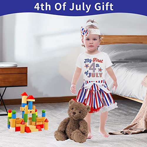 Dakeik 4Th Of July Baby Girl Outfits 3-6 Months Infant My First 4Th Of July Baby Girl Outfit Romper+American Flag Tutu Skirt +Hairband Patriotic Memorial Day 3Pcs Set Clothes #TOP2
