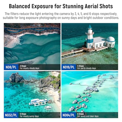Neewer ND/PL Filter Set Compatible with DJI Air 3S, 4 Pack ND8/PL, ND16/PL, ND32/PL - Image 4