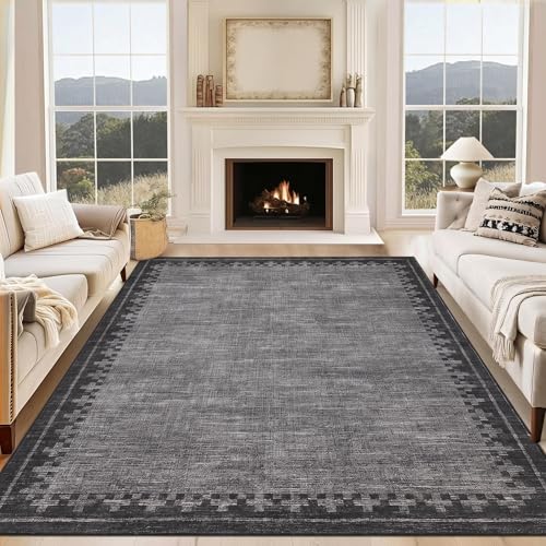 Tapete Gris 5x7 para Sala y Dormitorio Lavable miniatura 2