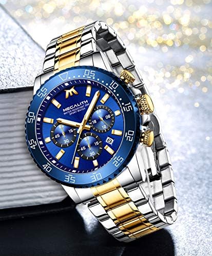 MEGALITH ® Mens Watches Chronograph Waterproof Quartz Watch Men Designer Full Steel Wrist Watch Date Fashion Business Luxury Watches for Men