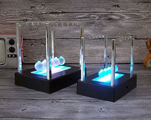 Urtoys Light Up Newtons Cradle Steel Balance Ball Kinetic Energy Multi Color Home Office Science Toy Household Decoration Art Work Gift #TOP4
