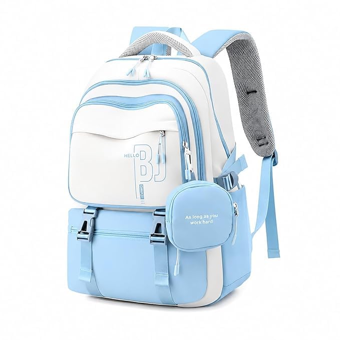netora Girls School Backpack with Small Zipper Pouch Fashion Nylon Backpack Multi Compartment Large Capacity Bag with Padded Shoulder Straps & Handle for School Travel Camping College-picture-38