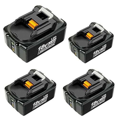 4Stück BL1860B Ersatzakkku 18V 5500mAh Li-ion Akku für Makita 18V akku Kompatibel mit BL1860 BL1850B BL1850 BL1840B BL1840 BL1830 BL1820 Cover