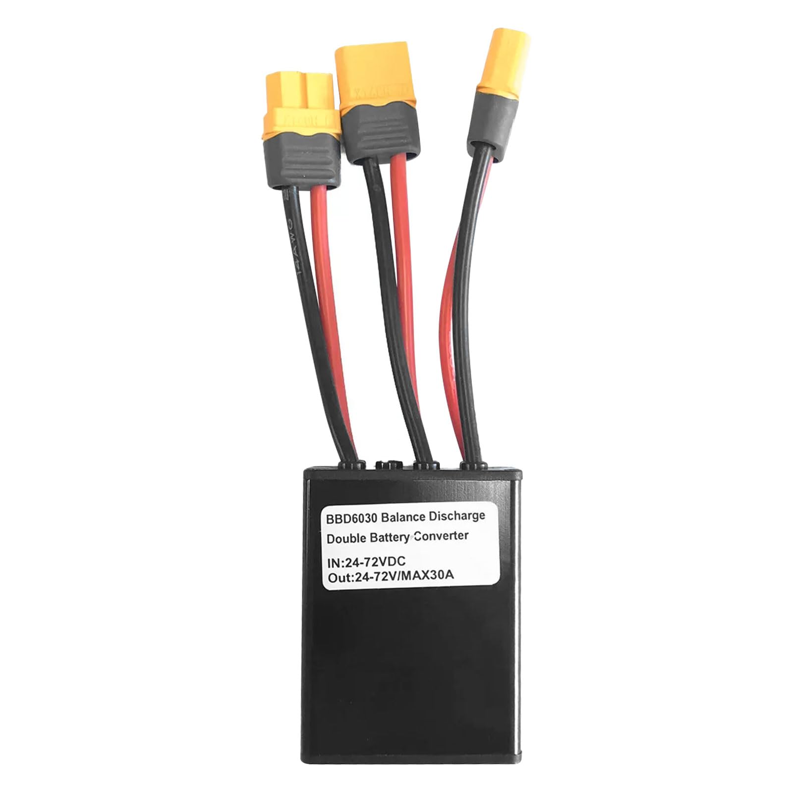 JOJOCY Dual Battery Connector 20V-72V, E-Bike Parallel Module Adapter, XT60 Port Design for Dual Battery Pack Switch Balancer, Increase Capacity by Connecting Two Batteries (30A)