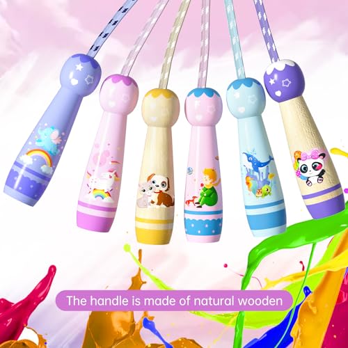 Jump Rope for Kids-Adjustable Cotton Braided Skipping Rope with Wooden Handle for Toddler Fitness Workout Exercise Outdoor Activity - Image 6