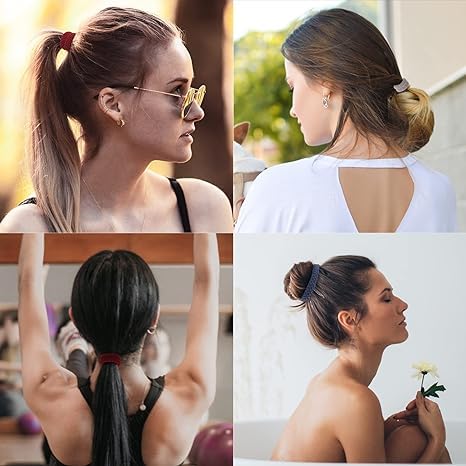Image of GITGRNTH Soft Cotton Hair Ties for Women - No Damage Elastic Hair Bands - Durable Rubber Band for Women - Ideal Ponytail Holders - Comfortable Hair Accessories - Gentle on All Hair Types - Perfect for Thick and Thin Hair - Scrunches for Women - Kids Hair Rubber Band