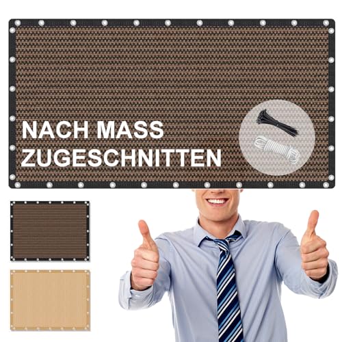 HaiTaoSy Sichtschutz Zaun HDPE 65x350cm, Balkon Sichtschutz Wetterfest, Balkonverkleidung Kunststoff UV-Schutz, Balcony Privacy Screen,für Balkongeländer Terrasse, Braun