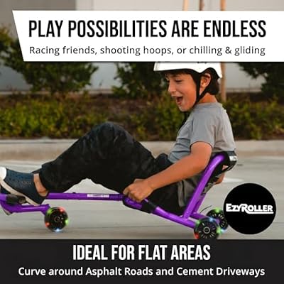 EzyRoller Classic with LED Wheels Ride On Toy for Kids, Ages 3-12, Up to 154 lbs - Purple