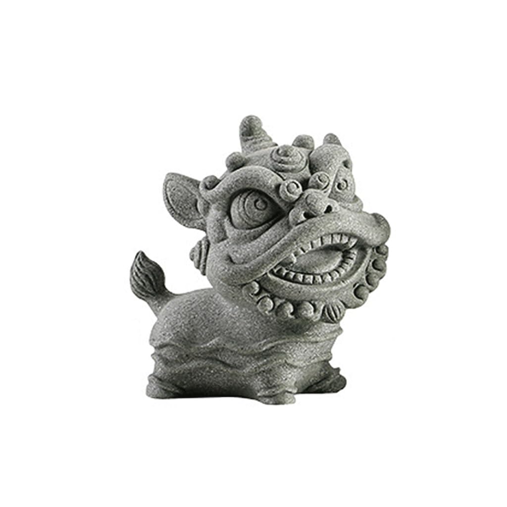 ENGENDER Kung Fu Tea Pet Exquisite Tea Pet, Green Sand Stone Hydrangea Lion Dance To Attract Wealth Desktop Ornaments Chinese Table Decorations(B)
