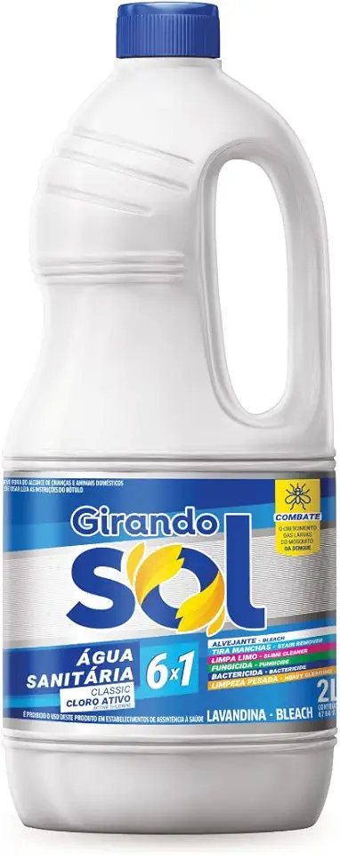 Girando Sol Água Sanitária Branca Classic 2L Alvejante Sanitário Com Cloro Ativo Branco Uma Aliada Indispensável Na Limpeza Pesada : Sua Casa Merece O Melhor Cuidado