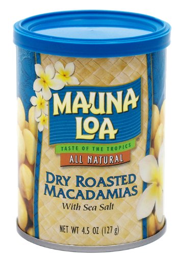 Mauna Loa Macadamias, Dry Roasted with Sea Salt, 4.5-Ounce Containers (Pack of 4)