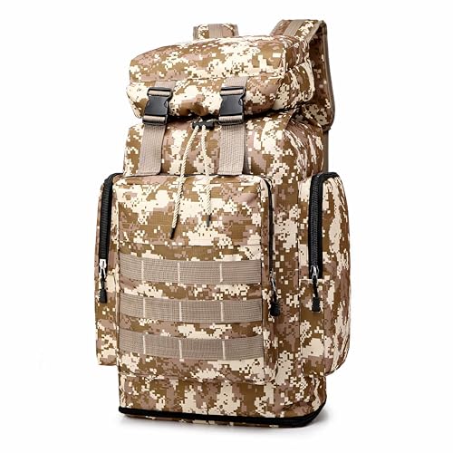 Retoo Mochila táctica militar de 50 l, mochila para exteriores, mochila de trabajo, mochila para viajes, trabajo, escuela, deportes, bushcraft, trekking, camping, camuflaje pixel, L