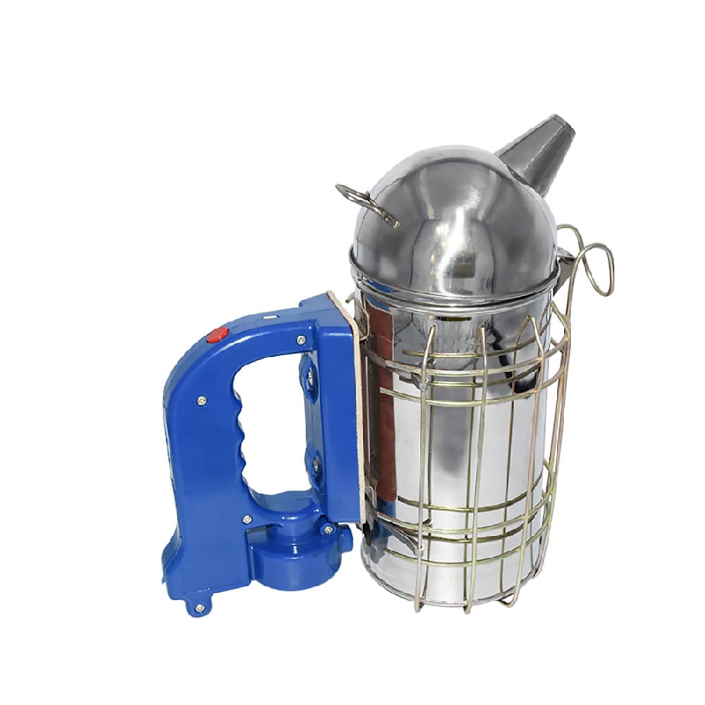 SagaSave Affumicatore elettrico per api, in acciaio inox, con scudo termico e gancio di montaggio, strumento per apicoltura (non fornito con batterie)