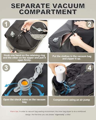 Image of winspansy Small Travel Backpack Storage Vacuum Compression Bags with Pump for Travel Storage Carry on Business Day Vacpack Backpack for Women Men with Vacuum College Bag Brown