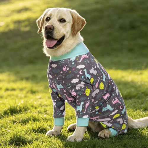 Image of kzrfojy Dog Recovery Suit for Dogs After Surgery Female Male Medium Large Dog Neuter Spay Onesie for Shedding Prevent Licking Surgical Wound Dog Cone Alternative Giraffe