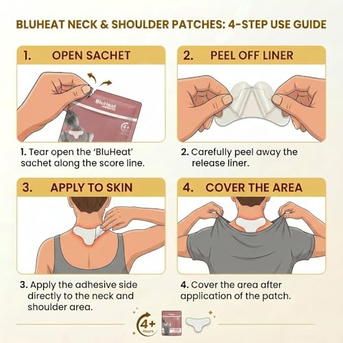 Image of Large Neck & Shoulder Pain Relief Patches (pack of 4), Safe and Natural Heat Therapy, Long lasting