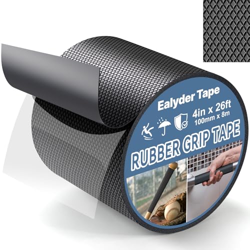4" x 26FT Rubber Grip Tape Black Ultra-Thin Anti-Slip Tape for Handles