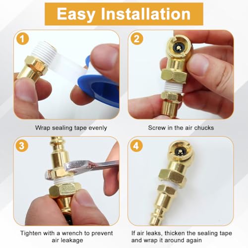 Image of STHIRA 1 /4 inch NPT Tire Inflator Chuck 90 Degree Brass Air Compressor Adapter 300PSI Max Lock-On Air Hose Fitting Pneumatic Quick Connect Tire Car Air Pump Accessory Car Tyre Inflator Tool