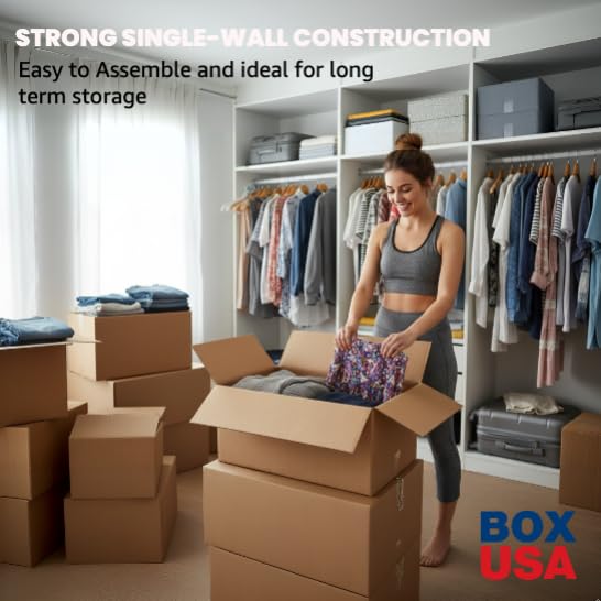 Image of Box USA Wardrobe Moving Boxes Flat 36 inchL x 21 inchW x 10 inchH 10-Pack - Corrugated Cardboard Box for Shipping, Mailing, Packing, Packaging and Storage