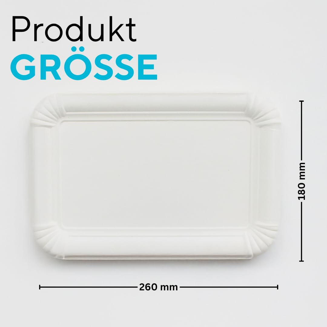 Enpack 1000 Pappteller eckig 18x26 cm weiß – stabile Einwegteller aus Frischfaserkarton, biologisch abbaubar – Kuchenteller & Party Teller für Geburtstag, Grillfest, Catering & Gastronomie