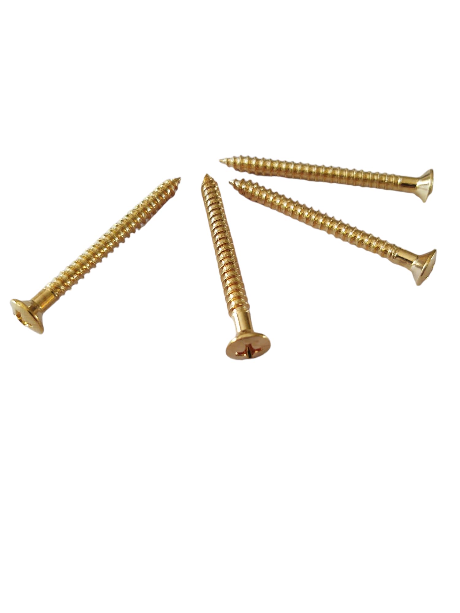 4 Pack Gold Finish Guitar Neckplate Screws Long 1-3/4 inch X #8