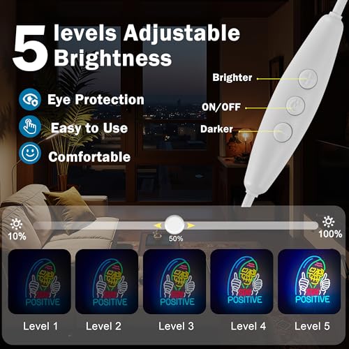 Image of Stay Positive Skull Neon Sign for Wall Decor Dimmable USB LED Neon Light for Home Living Room Bedroom Halloween Decor Gifts