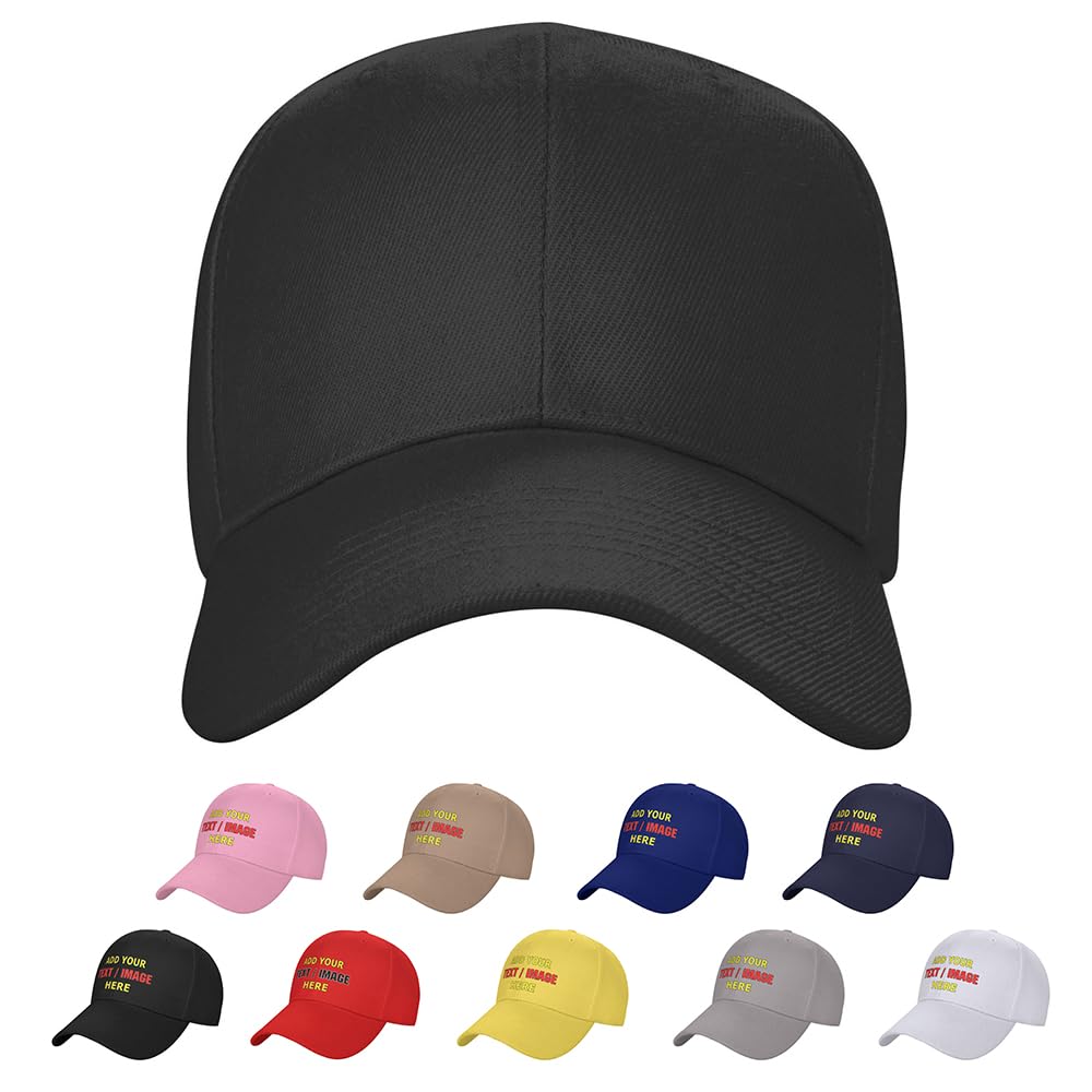 ZJHCEUS Custom Hats, Custom Baseball Cap with Company Team Name Logo Personalized Adjustable Travel Sun Hat