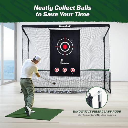 Haokelball Golf Practice Net - 10x7.5ft Hitting Net with Target Cloth for Indoor or Outdoor Use, Heavy Duty with Carry Bag - Image 3