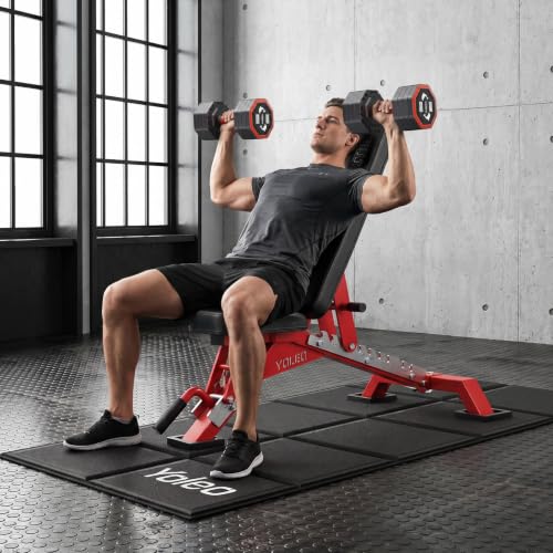 Image of YOLEO Adjustable 2204LBS Weight Bench With Gym Mat, Foldable Workout Bench with Decline /Flat /Incline for Bench Press, 90 Positions
