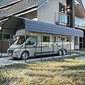 YOLENY 14x30 FT RV Carport, Heavy Duty Metal Carport with Reinforced Metal Frame & Galvanized Roof, Weather-Resistant Car Shelter for RV, Cars, Trucks, Boats, SUVs, and Tractors, Gray