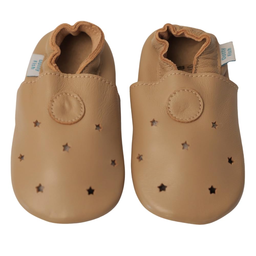 Dotty Fish Scarpine in pelle per neonati e bambini con suola in gomma. Scarpine leggere, flessibili e antiscivolo per i primi passi, marchio britannico. Bambini e bambine, taglie 18-24 mesi - 5-6 anni