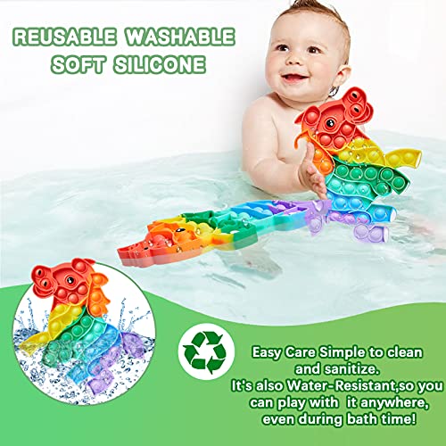 2 Pack Big Size Pop Fidget Toys - Jumbo Push Pop Bubble Popping Autism Sensory Toy Giant Fidget Poppers Stress Relief Poppet Its Easter Gifts Boys Girls Adults (9 Inch Large Rainbow Dinosaur&Horse) #TOP2