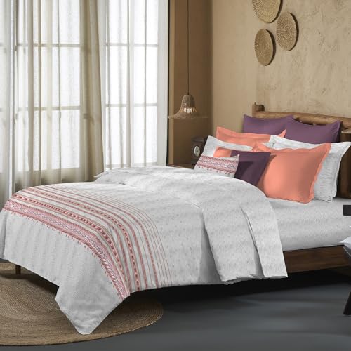 Image of MYTRIDENT Sanskriti Cotton Bedsheet for Double Bed, Gifting Collection King Size - Kullu Shawl Grey