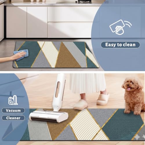 Image of Kitchen Anti Slip Mat for Floor, Waterproof Washable Kitchen Mats, Non Slip Kitchen Floor Mats for Home, Soft Mats for Kitchen, Kitchen Mats for Floor Anti Slip (Peacock Colour)