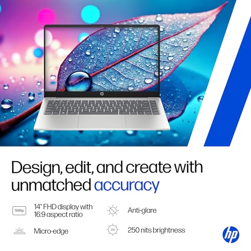 Image of HP 14, Intel Core Ultra 5 125H (24GB DDR5, 1TB SSD), Micro-Edge, Anti-Glare, FHD, 14'' /35.6cm, Win11, M365* Office24, Silver, 1.4kg, ep1180TU, FHD Camera, Backlit Laptop