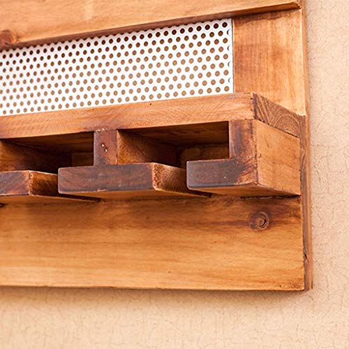 Porte-bouteille mural en bois massif et support de rangement stable