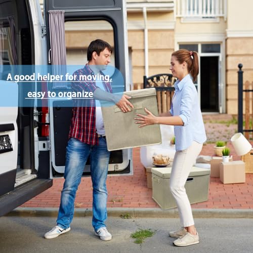 Storage Boxes with Lids Fabric, 38 L Collapsible Beige Large Stackable Cube Storage Box, Bedroom Foldable Wardrobe Shelves Organiser Decorative Baskets are used to Store Clothes Small Toys Keepsake - Cosy Home Interiors Storage Boxes with Lids Fabric, 38 L Collapsible Beige Large Stackable Cube Storage Box, Bedroom Foldable Wardrobe Shelves Organiser Decorative Baskets are used to Store Clothes Small Toys Keepsake - Image 6