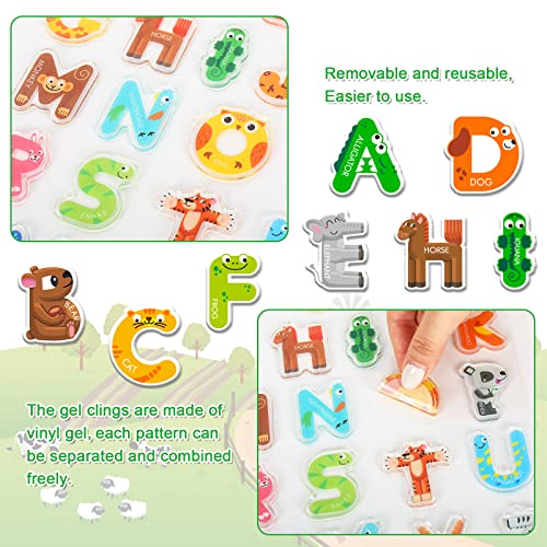 Whaline W7738 52Pcs Alphabet Letters Thick Gel Clings Cute Animals Alphabet Abc Window Gel Decals Colorful Uppercase Animals Stickers For Toddlers Educational Spelling Learning Home Classroom Nursery Decor thumb #5