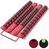 Olsa Tools Socket Organizer Tray | Red Tray with Black Clips | Holds 48 Pcs Sockets | Premium Quality Tools Organizer