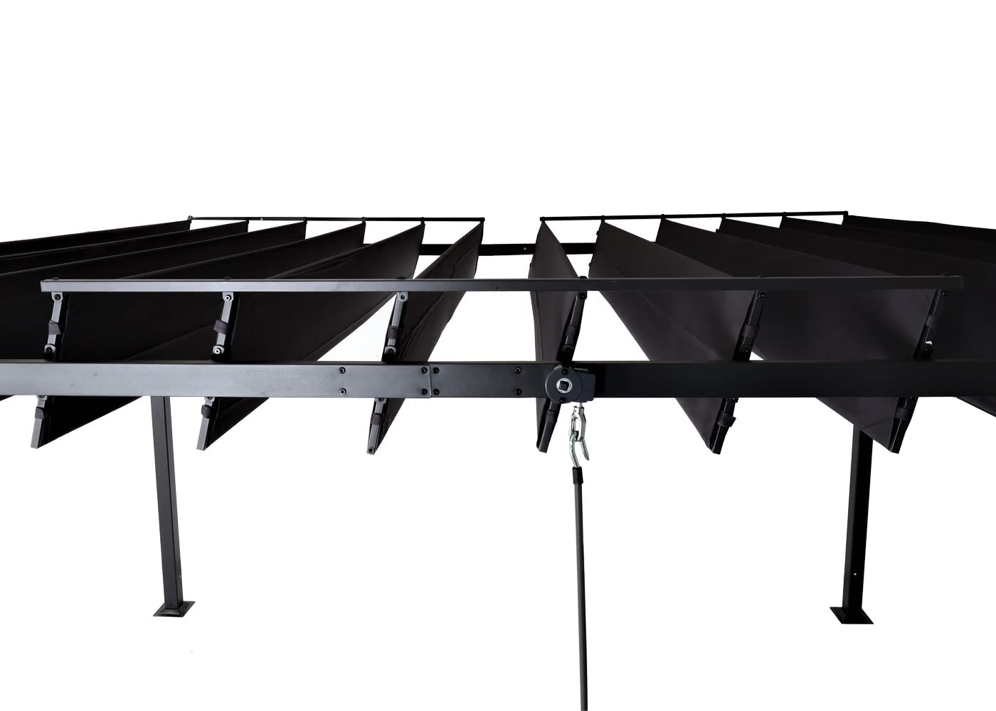 Pergola HWC-L40, pawilon ogrodowy, zadaszenie tarasu, 8 cm, aluminiowa rama, materiał/tkanina, 3 x 4 m, antracyt