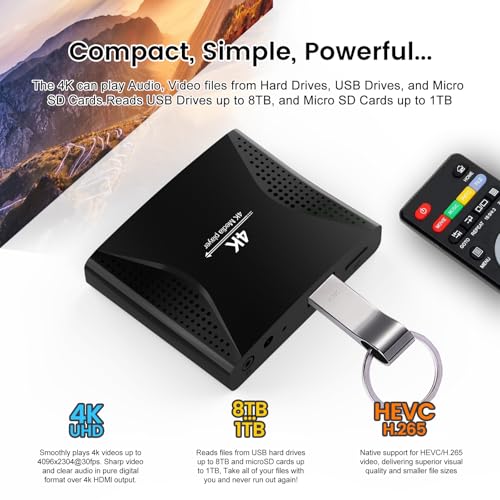 ACEMAX 4K Ultra-HD Digital Media Player for USB Drives and MicroSD Cards with 4K HDMI and Analogy AV, Digital Signage,Automatic Playback,Resume and Looping Capability,H.265 Videos Music Photos... - Thumbnail 6